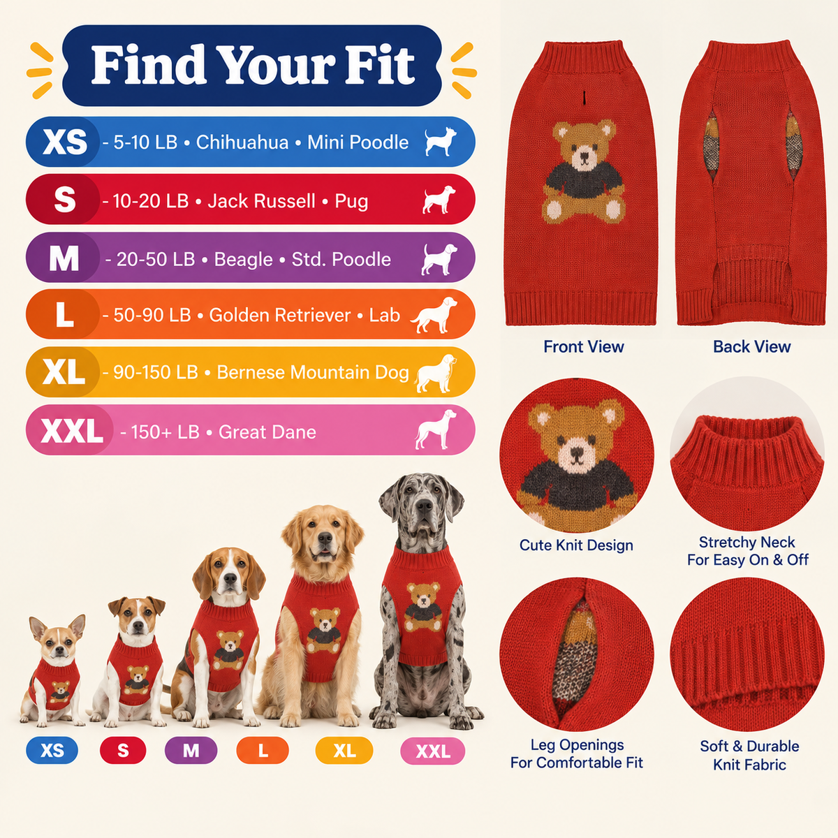 Teddy Bear Knit Pet Sweater