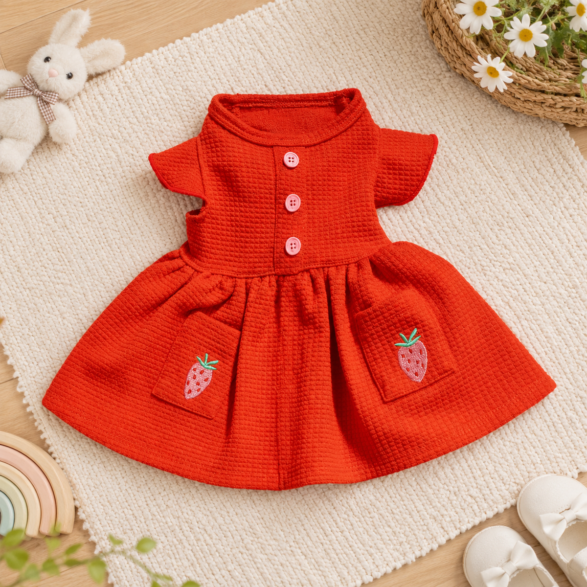 Sweet Strawberry Flutter Dog Dress